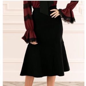 RACHEL PARCELL Ribbed Knit Skirt in Ebony